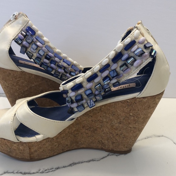 Pilar Abril Cork Platform Shoes Sandals with Decorated Ankle Strap - Picture 10 of 13